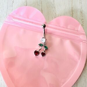 Belly Ring Barbell New Heart Cherries Body Jewelry